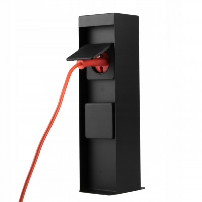 Elektryczny słupek ogrodowy zasilający z 2 gniazdami ze stali Czarny